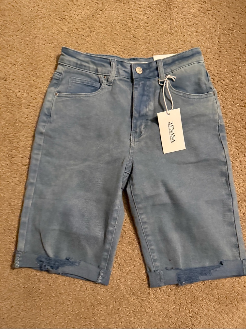 Zenana Sage Green Denim Bermuda Shorts